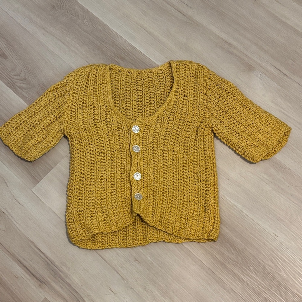 Handmade knitted yellow cardigan Sz S/M